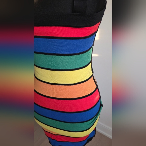 Yuka Colorful Striped Colorblock Bodycon Mini Dress , S - Picture 8 of 8